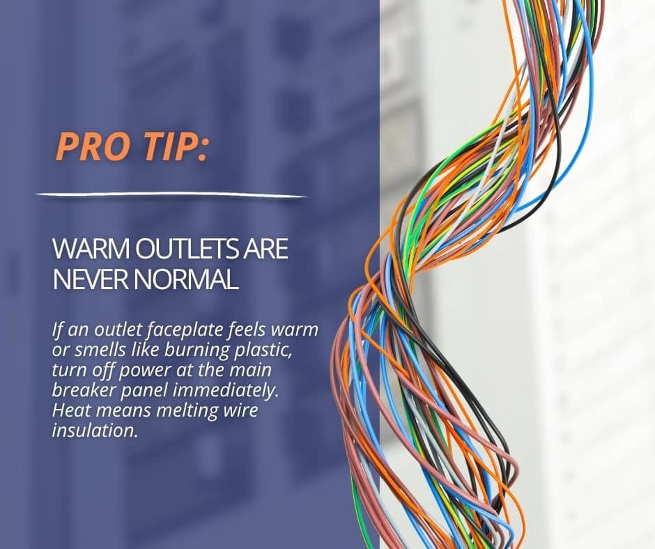 6 Warning Signs of Faulty Electrical Wiring in Your Home 4 Warm outlet faceplates or burning plastic smells are some of the signs of faulty electrical wiring.