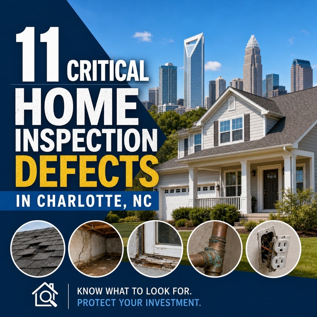 11 Critical Home Inspection Defects in Charlotte, NC 3 11 CRITICAL HOME INSPECTION DEFECTS IN CHARLOTTE, NC — Know what to look for. Protect your investment.
