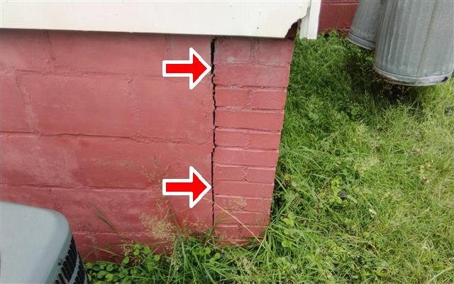 Home C: separation crack in the block foundation wall