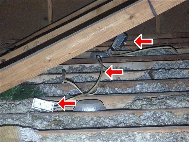 Home I: open junction boxes and loose wire ends in the attic