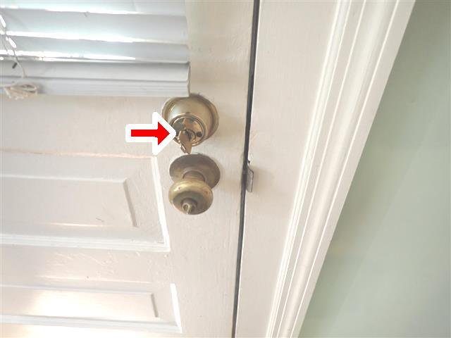 Home D: a keyed deadbolt that could slow an exit in a fire