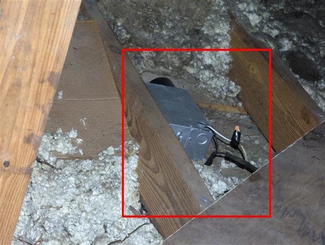 Home I: a bath exhaust fan venting into the attic