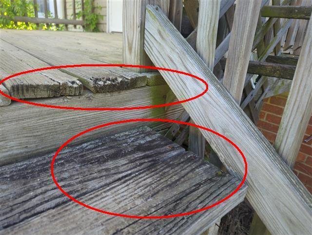 Home I: rotted steps and framing at the rear patio