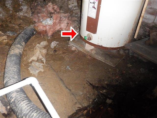 Home C: a water heater leaking at the bottom