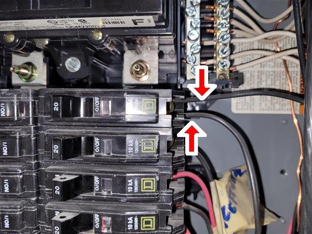 Home A: double-tapped breakers in the main and sub panels