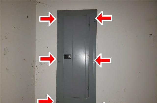 Home B: the panel cover held on with sheet metal screws